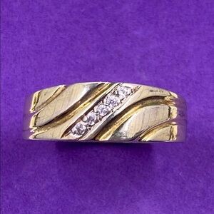 💛 Vintage Sterling Silver Gold CZ Ring